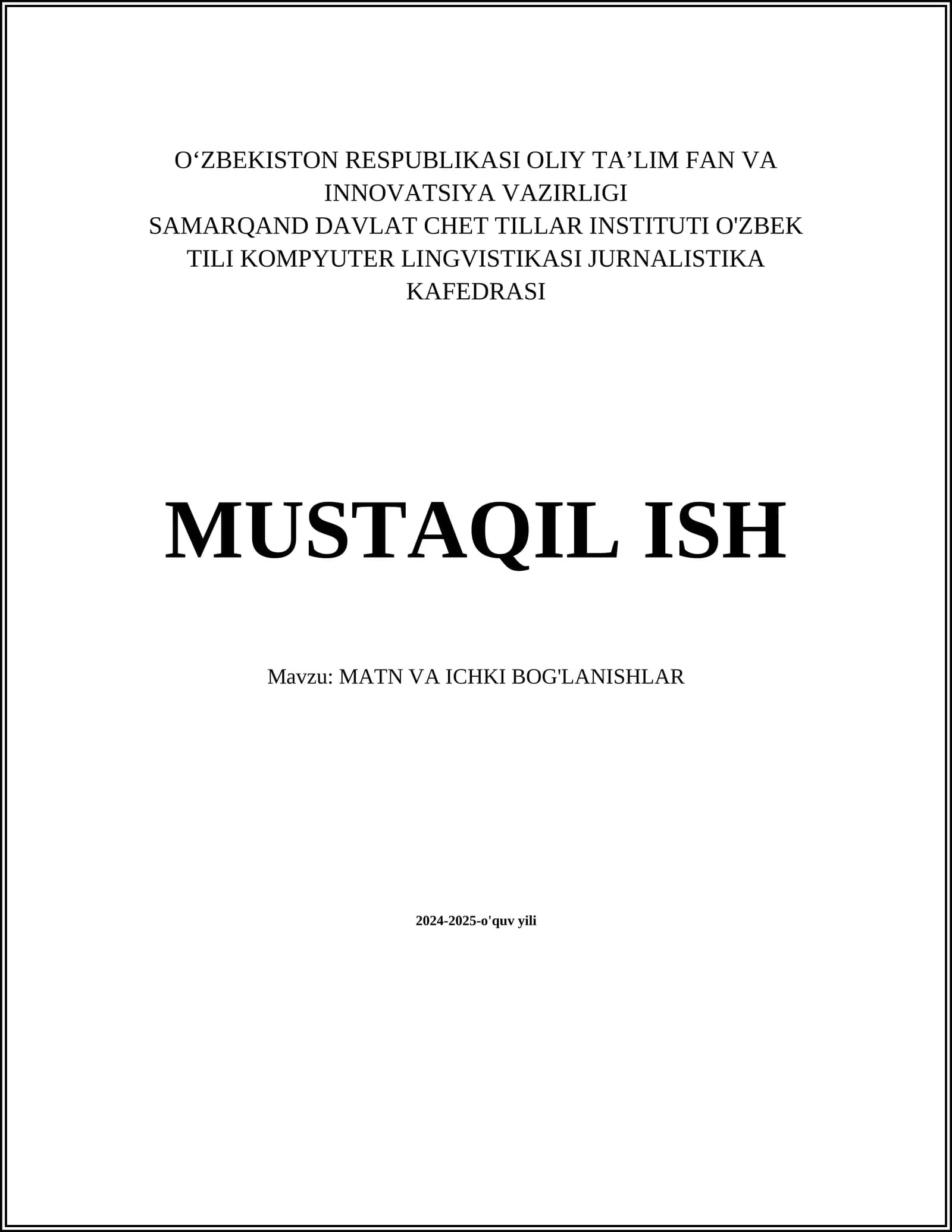 MATN VA ICHKI BOG'LANISHLAR