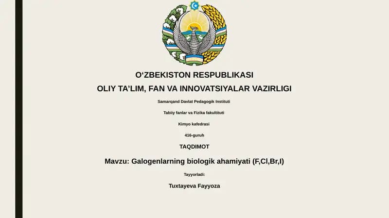 Galogenlarning biologik ahamiyati