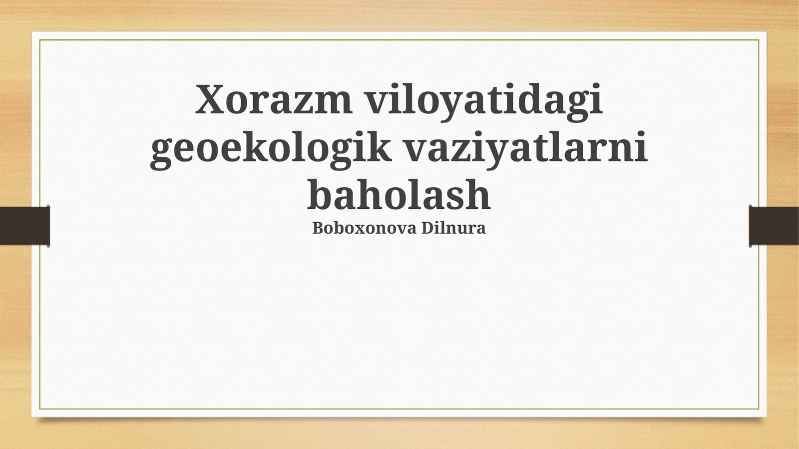 Xorazm viloyatidagi geoekologik vaziyatlarni baholash