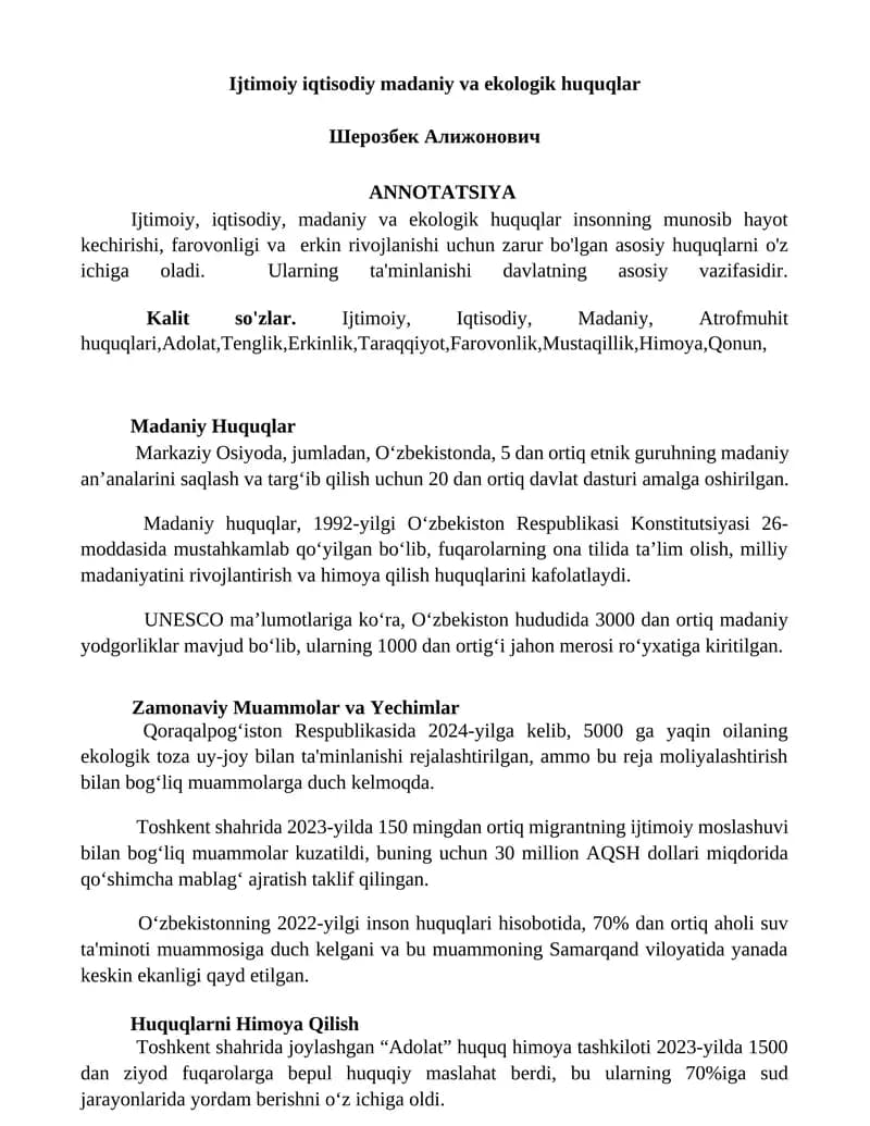 Ijtimoiy iqtisodiy madaniy va ekologik huquqlar