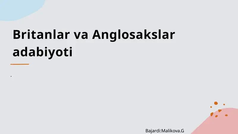Britanlar va Anglosakslar adabiyoti