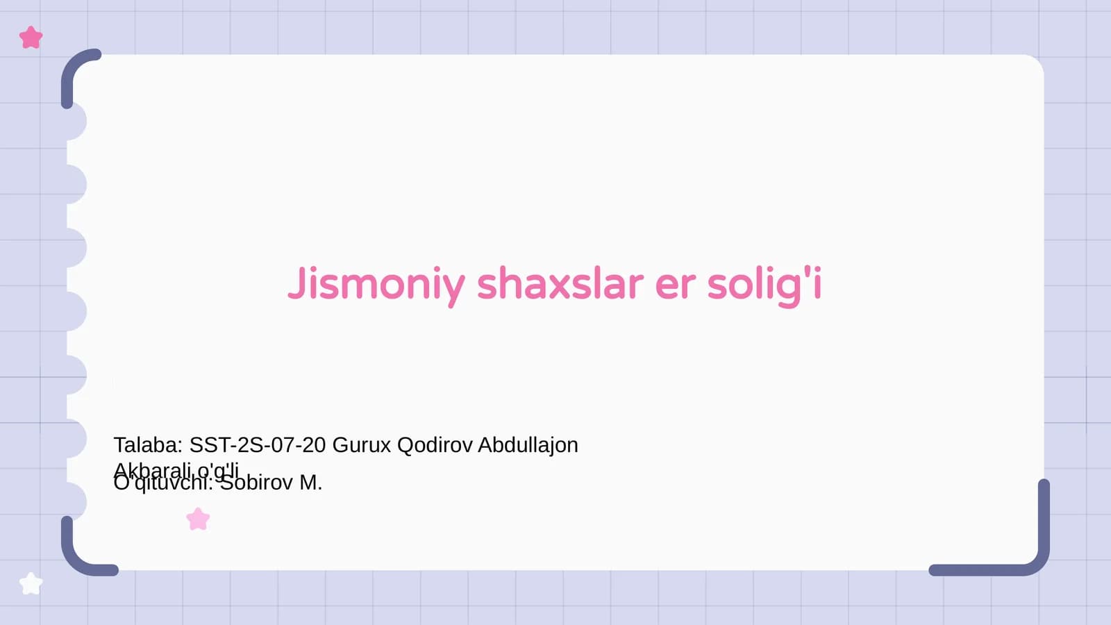 Jismoniy shaxslar er solig'i