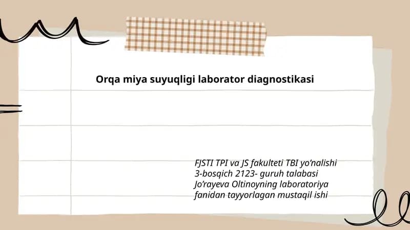 Orqa miya suyuqligi laborator diagnostikasi