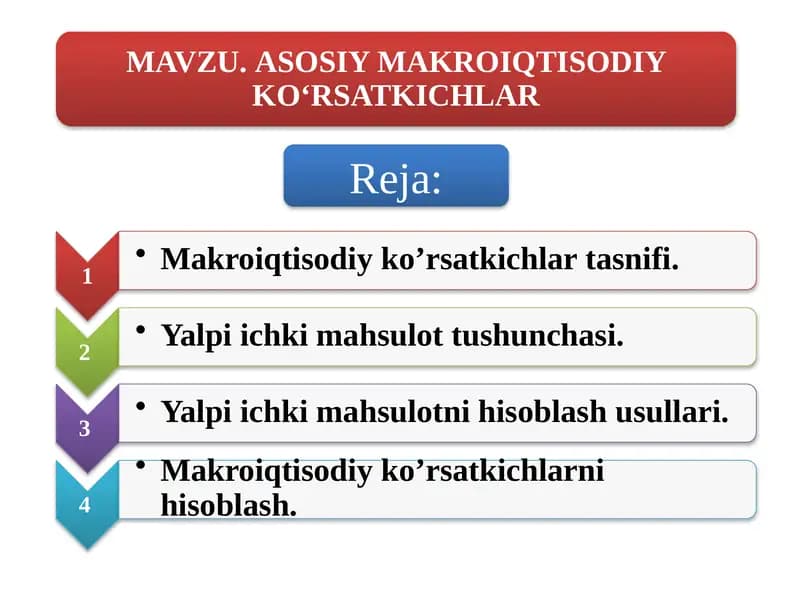 Mamlakatiqtisodiyotiniifodalovchiiqtisodiyko‘rsatkichlar