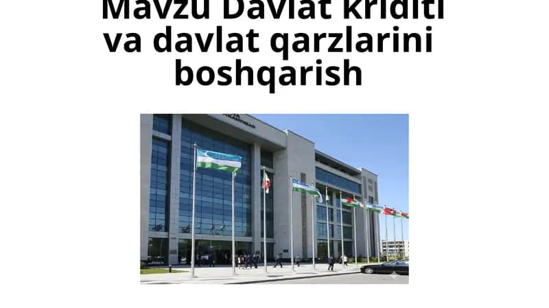 Davlat kriditi va davlat qarzlarini boshqarish