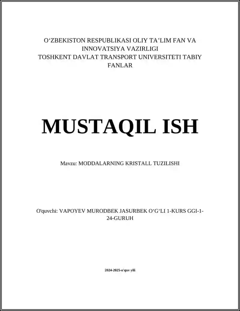 MODDALARNING KRISTALL TUZILISHI