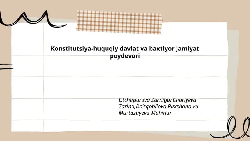 Konstitutsiya-huquqiy davlat va baxtiyor jamiyat poydevori