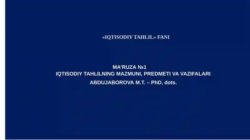 IQTISODIY TAHLIL