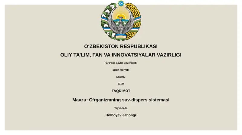 Organizmning suv-dispers sistemasi