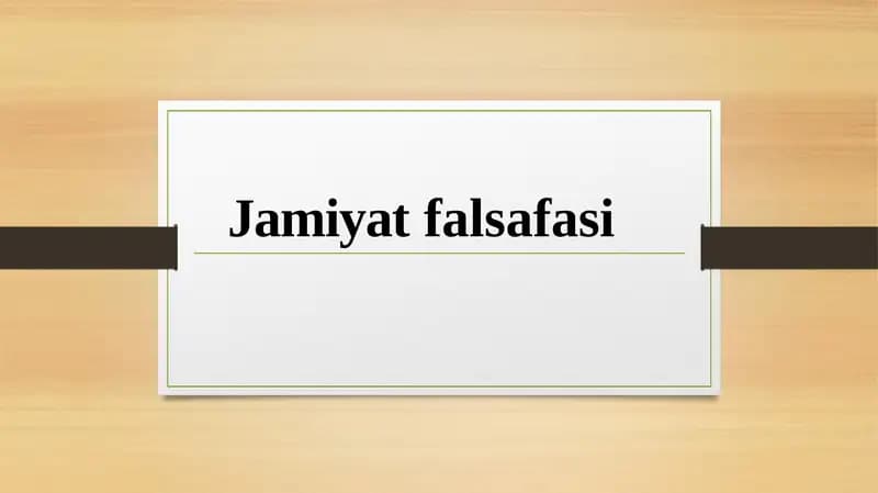 Jamiyat falsafasi