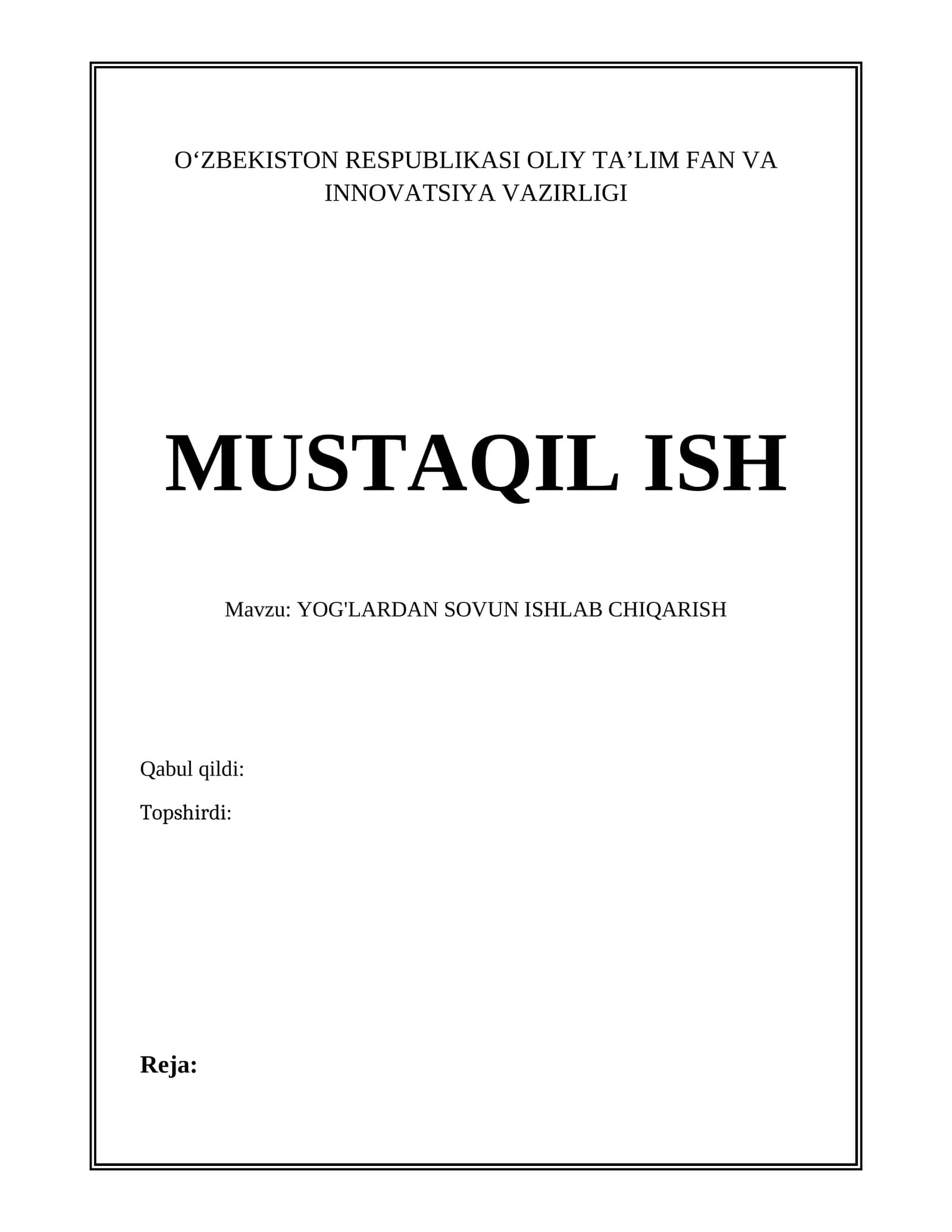 Yog'lardan sovun ishlab chiqarish