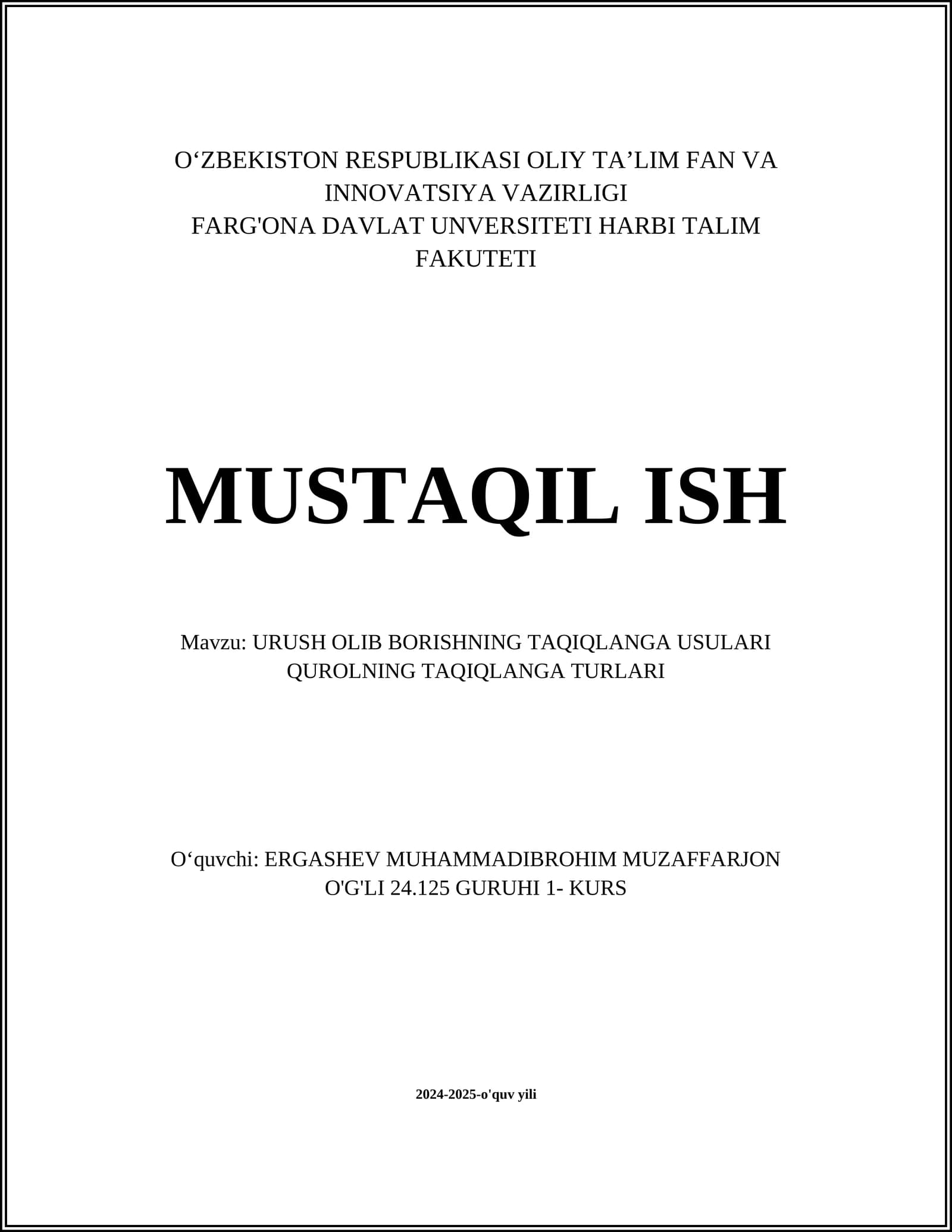 Qurol olib yurganlik uchun jazolar