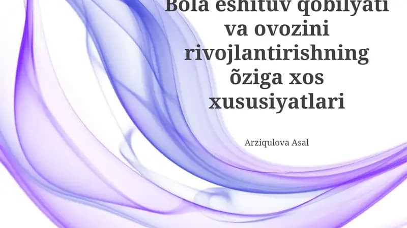 Eshitish qobiliyatining rivojlanishi