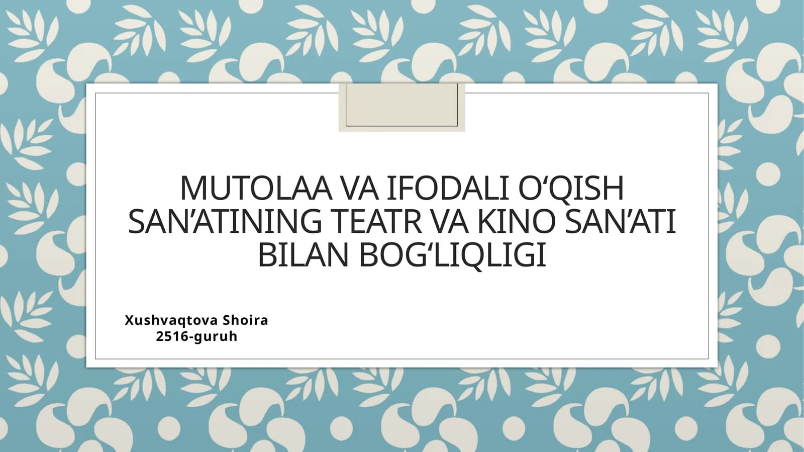 Mutolaa va ifodali o‘qish san’atining teatr va kino san’ati bilan bog‘liqligi