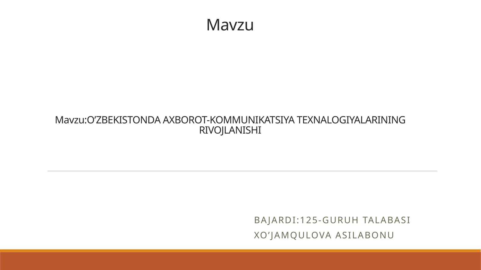 O’ZBEKISTONDA AXBOROT-KOMMUNIKATSIYA TEXNALOGIYALARINING RIVOJLANISHI