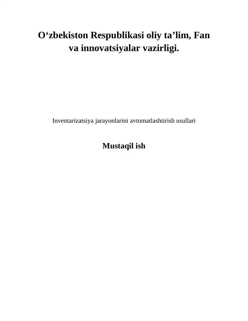 Inventarizatsiya jarayonlarini avtomatlashtirish usullari