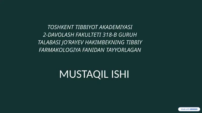 Jigar Faoliyatiga Ta'sir Etuvchi Vositalar va Gepatoprotektorlar