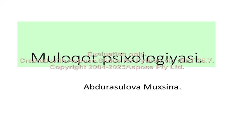 Muloqot psixologiyasi