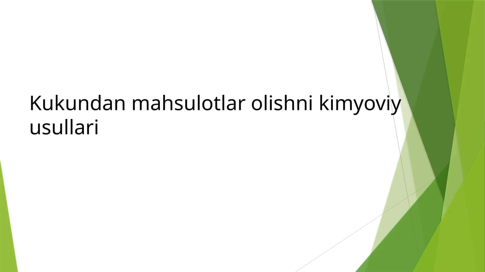 Kukundan mahsulotlar olishni kimyoviy usullari