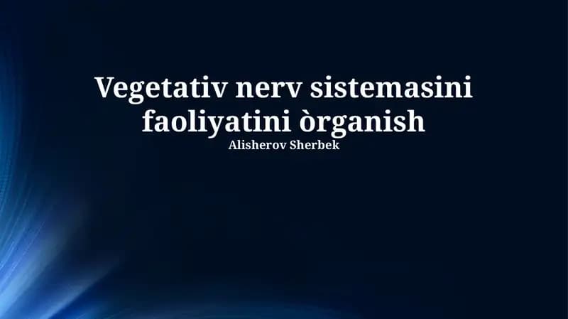 Avtonom Nerv Sistemasi Kasalliklari