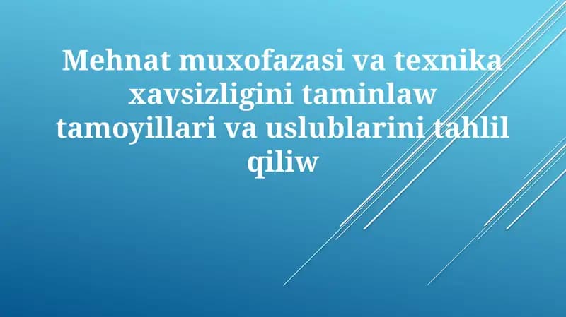 Mehnatmuxofazasi va texnika xavfsizligi