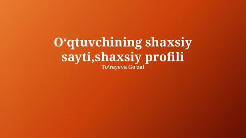 O'qituvchi shaxsiy veb-sayti