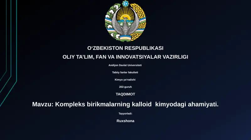 Kompleks birikmalarning kalloid kimyodagi ahamiyati