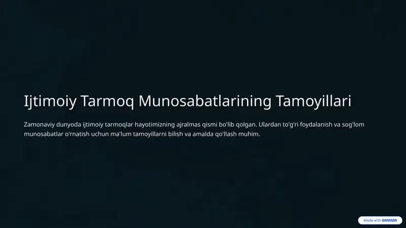 Ijtimoiy Tarmoq Munosabatlarining Tamoyillari