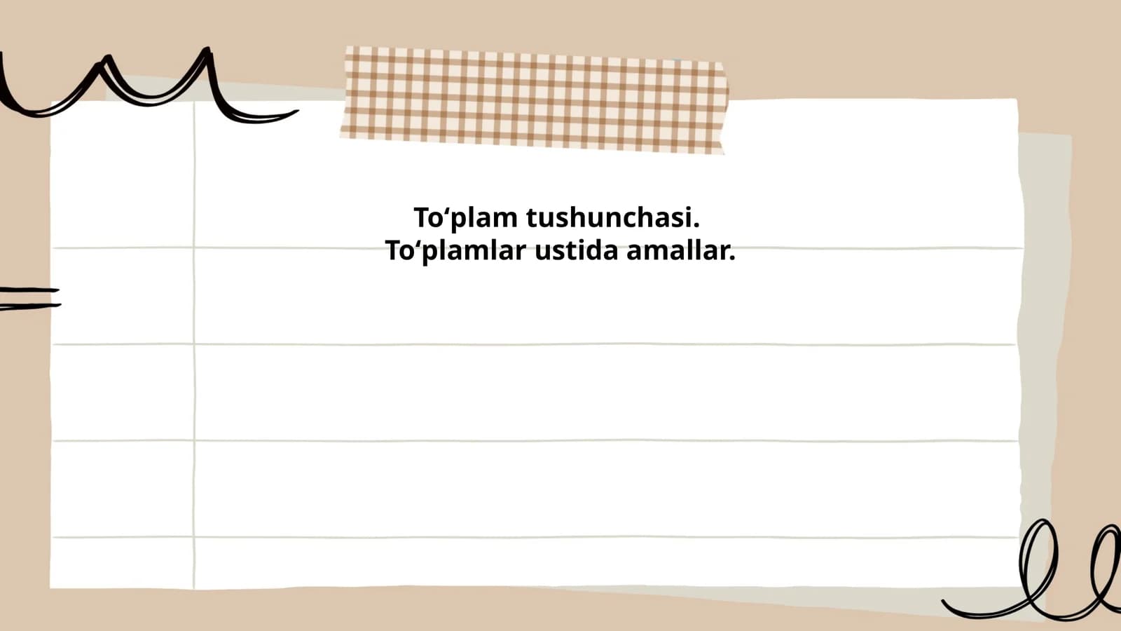 Toʻplam tushunchasi va element bilimi