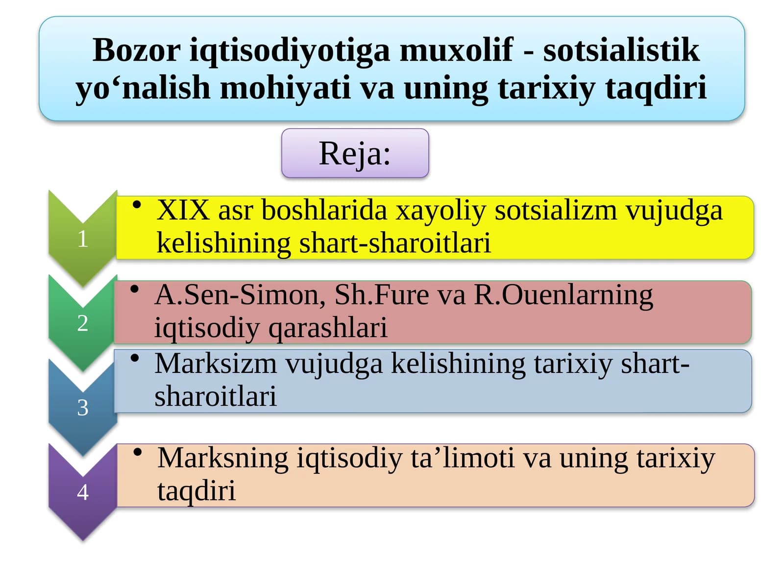 XIX - asr boshlarida xayoliy sotsializm vujudga kelishi