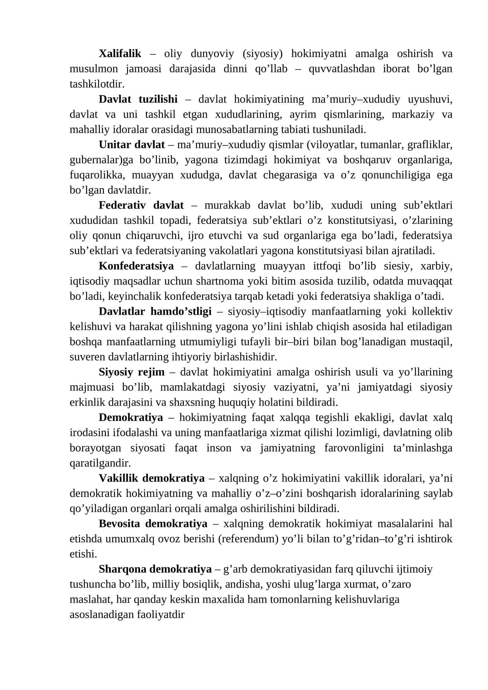 Xalifalik va davlat tuzilishi