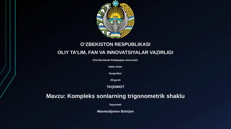 Kompleks sonlarning trigonometrik shakli