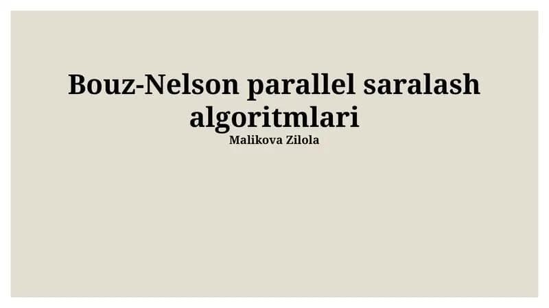 Bouz-Nelson parallel saralash algoritmlari