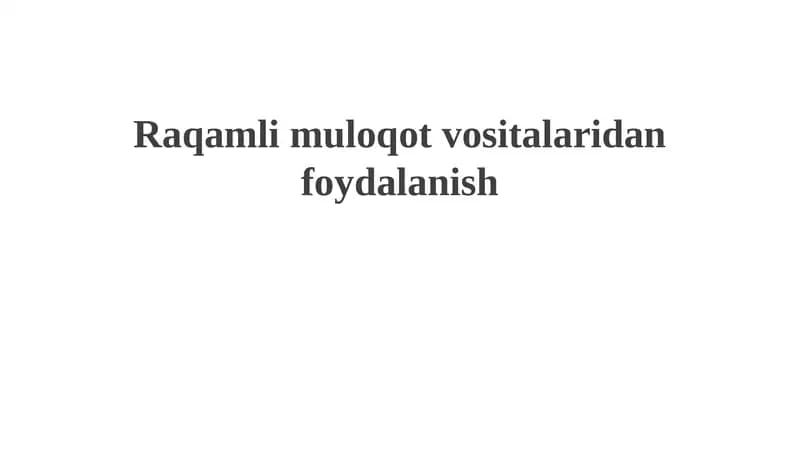 Raqamli aloqa vositalari