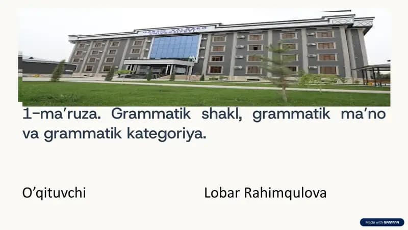 1-ma’ruza. Grammatikshakl, grammatik ma’no vagrammatikkategoriya