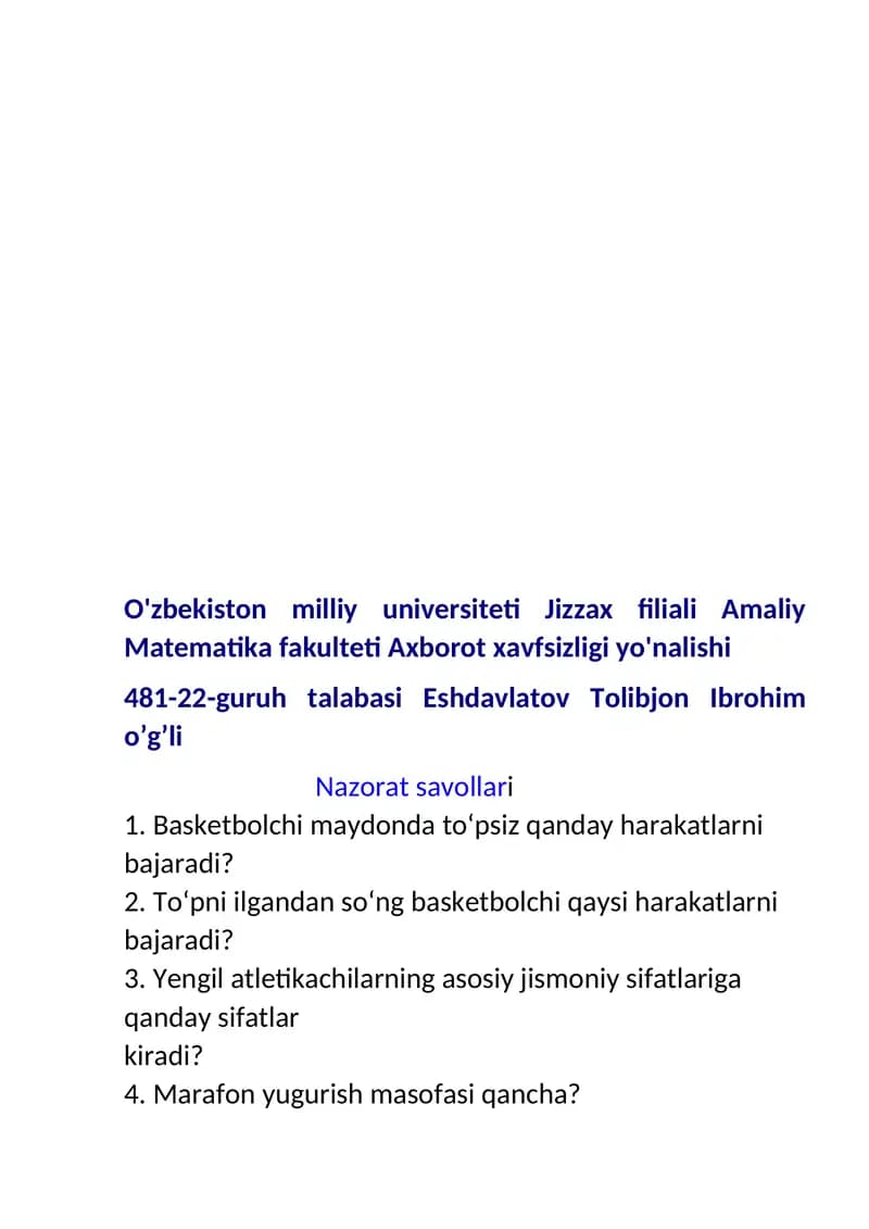 Basketbolchilar uchun jismoniy tayyorgarlik