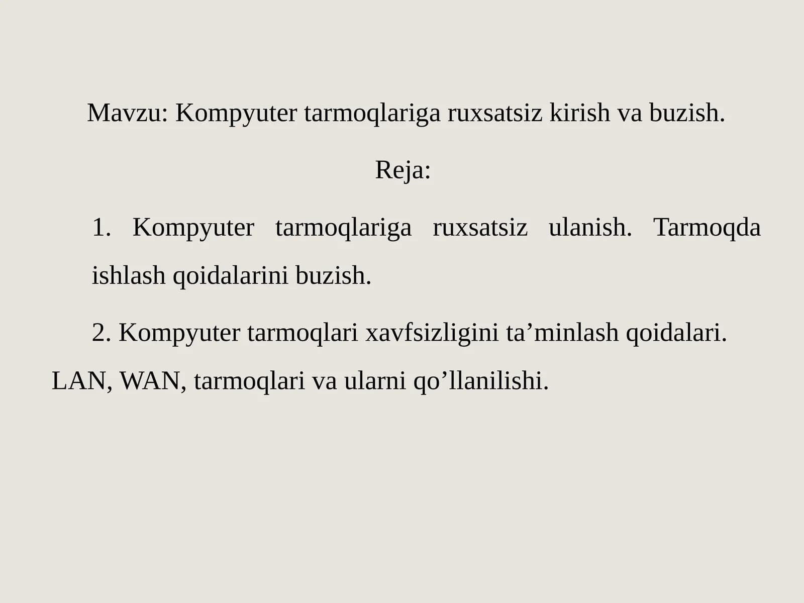 Kompyuter tarmoqlariga ruxsatsiz kirish va buzish
