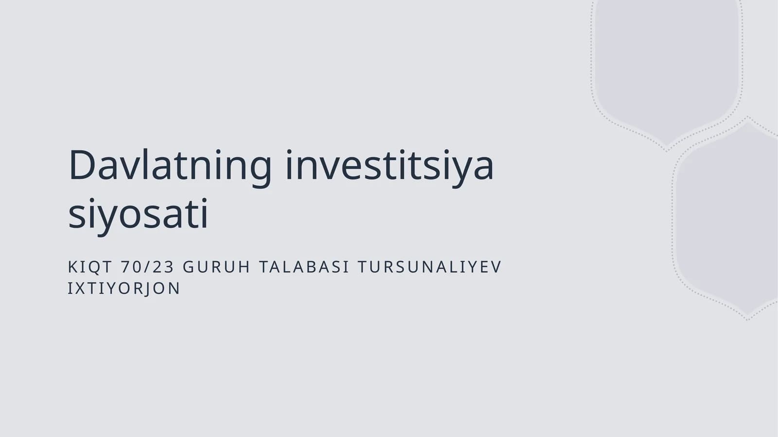 Davlatning investitsiya siyosati