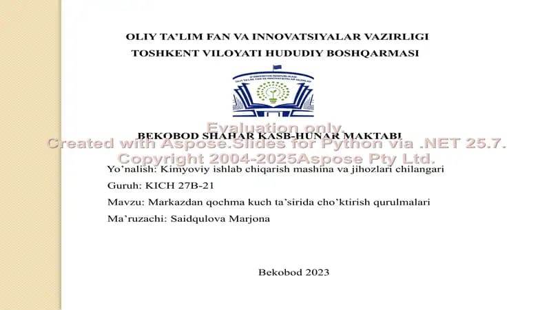 Kimyoviy ishlab chiqarish mashina va jihozlari chilangari
