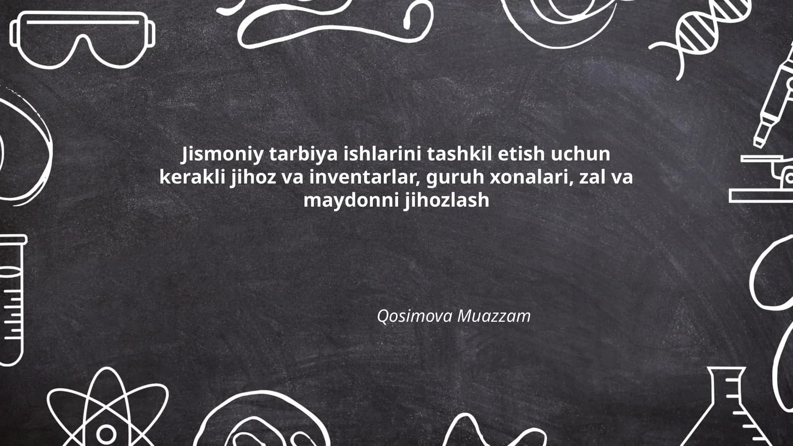 Jismoniy tarbiya ishlarini tashkil etish uchun kerakli jihoz va inventarlar, guruh xonalari, zal va maydonni jihozlash