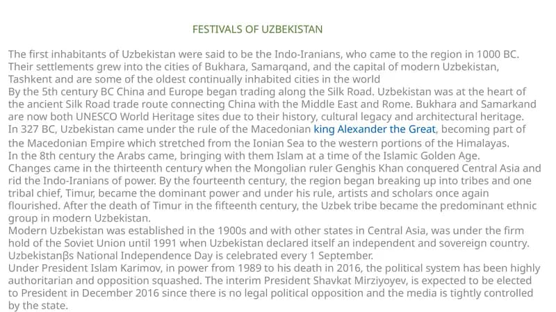 Festivals of Uzbekistan