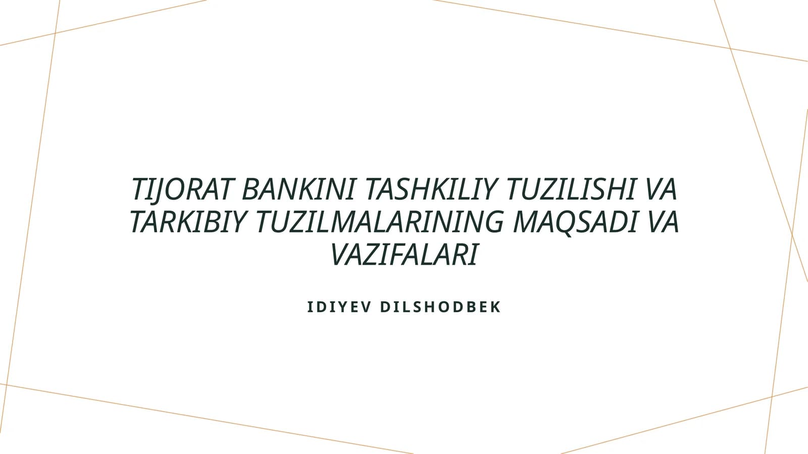 Tijorat banklarining tashkilot tuzilishi