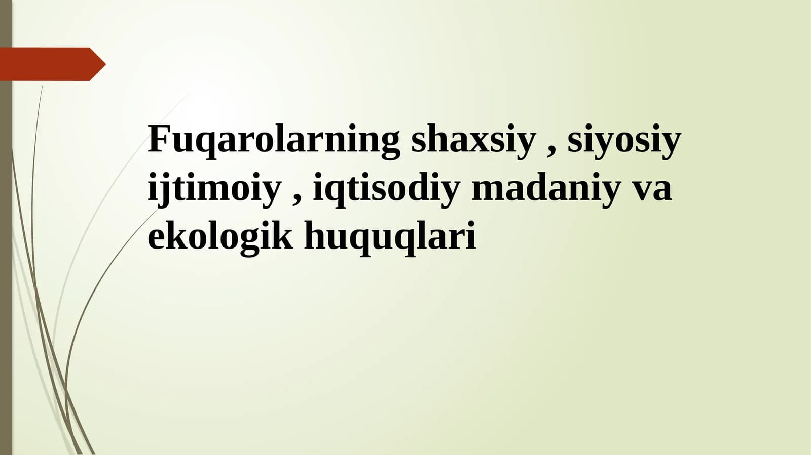 Fuqarolarning shaxsiy, siyosiy, ijtimoiy, iqtisodiy, madaniy va ekologik huquqlari