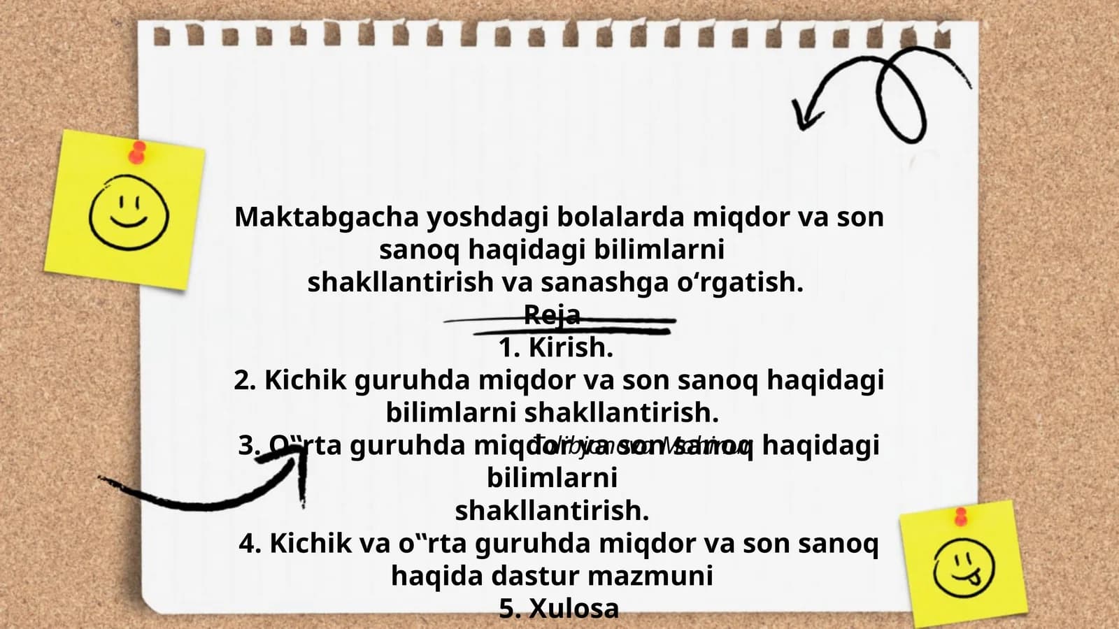 Maktabgacha yoshdagi bolalarda miqdor va son sanoq haqidagi bilimlarni shakllantirish va sanashga oʻrgatish
