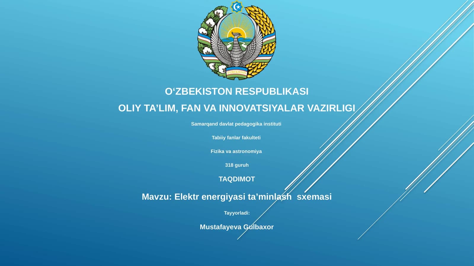 Elektr energiyasi taʼminlash sxemasi