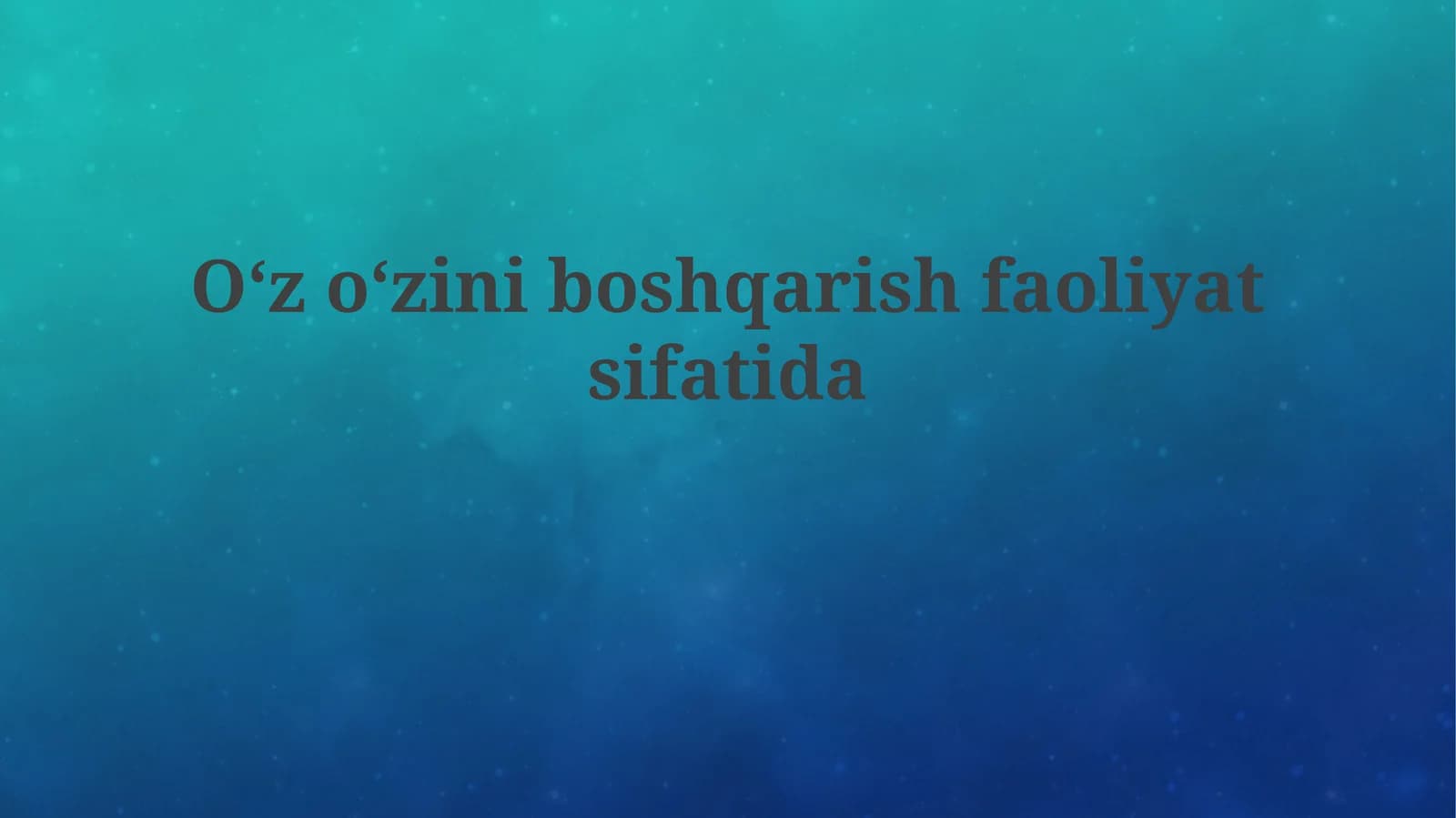 O'z-o'zini boshqaruv ildizlari