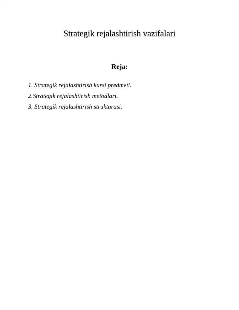 Strategik rejalashtirish kursi