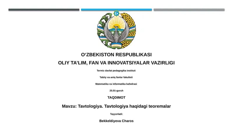 Tavtologiya. Tavtologiya haqidagi teoremalar