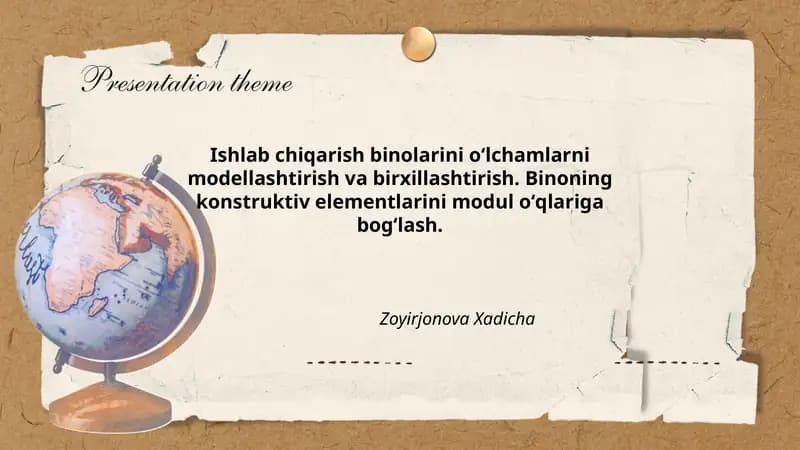 Modul oʻqlari prinsiplari va qoidalari ishlab chiqarish binolarida