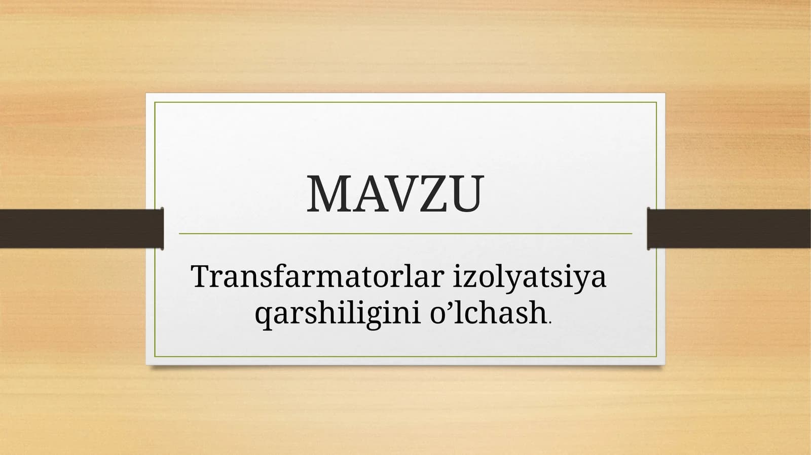 Transfarmatorlarizolyatsiya qarshiliginio’lchash. Transformatorning tuzilishi